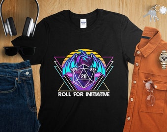 Camiseta de jugador de dados D20 de rol de rol de mesa de mazmorras de Roll for Initiative
