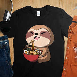 Kawaii Anime Sloth Asian Noodles Japanese Ramen Shirt, Anime Shirt, Ramen T-Shirt, Japan Art