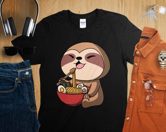 Kawaii Anime Sloth Asian Noodles Japanese Ramen Shirt, Anime Shirt, Ramen T-Shirt, Japan Art