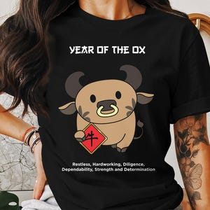 Cute Ox Chinese New Year T-Shirt, Lunar New Year Celebration Shirt, Chinese Zodiac Ox Graphic Tee, Year of the Ox Gift