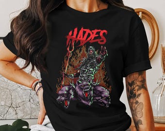 ギリシャの神々ハデスのTシャツ、ギリシャ神話のグラフィックTシャツ、ハデスケルベロスのデザイン、冥界の神、古代ギリシャの宗教シャツ