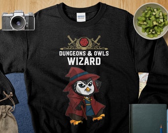 Dungeons and Owls Wizard Shirt DND Inspired Gift D&D fans Tabletop D20 Dice RPG Dragons Gamers T-Shirt