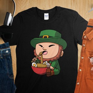 Kawaii Anime St. Patricks Day Leprechaun Asian Noodles Japanese Ramen Shirt, Anime Shirt, Ramen T-Shirt, Japan Art
