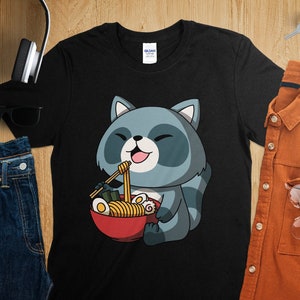 Kawaii Anime Racoon Asian Noodles Japanese Ramen Shirt, Anime Shirt, Ramen T-Shirt, Japan Art