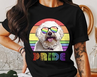 Camiseta para perros Bichons Frise Pride, linda camiseta para amantes de los perros arcoíris, ropa para mascotas de apoyo LGBTQ, moda unisex para el mes del orgullo, camiseta colorida para perros