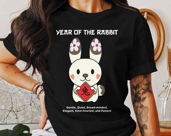 Year of the Rabbit T-Shirt, Chinese Zodiac Tee, Lunar New Year, Cute Rabbit, Chinese New Year Gift, Zodiac Sign Shirt