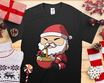 Kawaii Anime Christmas Santa Claus Asian Noodles Japanese Ramen Shirt, Anime Shirt, Ramen T-Shirt, Japan Art