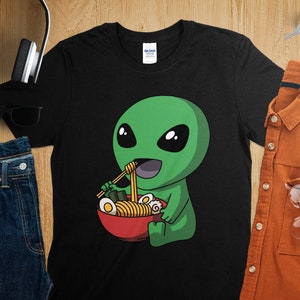 Kawaii Anime UFO Alien Asian Noodles Japanese Ramen Shirt, Anime Shirt, Ramen T-Shirt, Japan Art