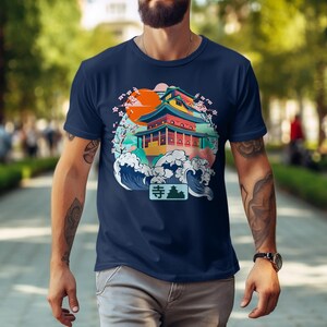 Vibrant Japanese Temple Art T-Shirt, Colorful Aesthetic Tee, Cultural Heritage, Unisex Graphic Shirt, Gift for Travel Lovers image 3