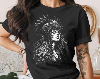 Dark Fantasy Goddess T-Shirt, Witchy Woman Forest Witch Tee, Pagan Gift, Mystic Nature Spirit Graphic Shirt