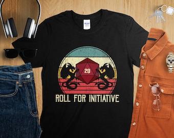 Camiseta de jugador de dados D20 de rol de rol de mesa de mazmorras de Roll for Initiative