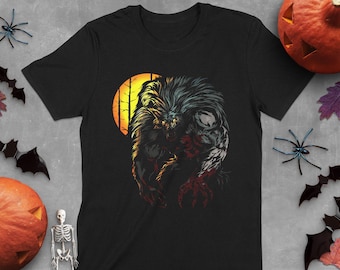 Gothic Werewolf T-Shirt, Occult Creature Tee, Dark Art Inspired Top, Halloween Mythology Shirt, Horror Theme Apparel