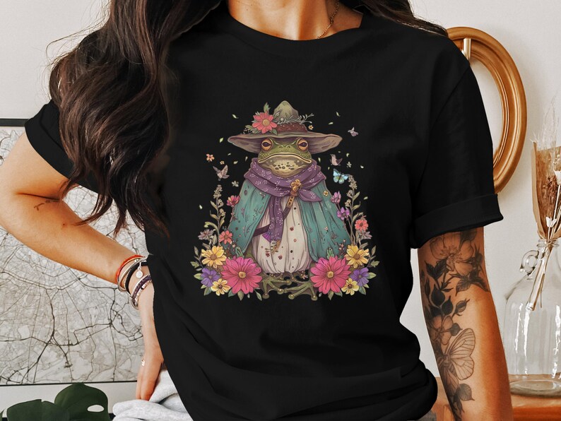 Vintage Frog Shirt, Whimsical Frog in Hat Tee, Fairy Tale Frog Graphic, Cute Frog in Cape T-Shirt, Unique Froggy Wear, Retro Animal Shirt