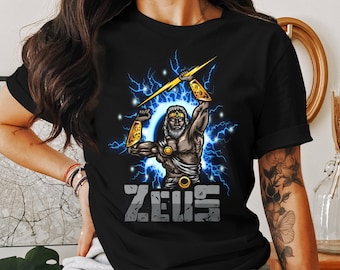 Greek Gods Zeus T-Shirt, Greek Mythology Tee, History Inspired Clothing, Zeus Deity Shirt, Greek Religion Wear, Mythological Designs