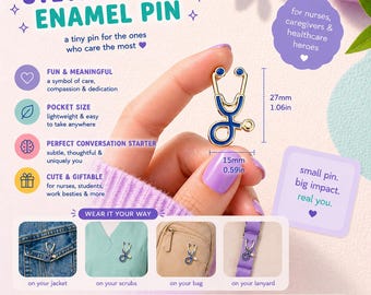 Mini Stethoscope Enamel Pin | Nurse Appreciation Gift | Pastel Medical Brooch | Nursing Student Badge | Pandology Aesthetic Pin