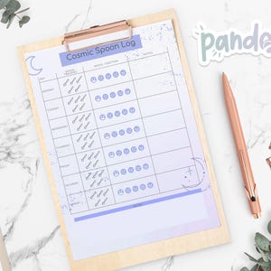 Cosmic Spoon Log | Printable Neurodivergent Spoonie Energy Tracker | US Letter Digital Download | Pandology Nervous-System Safe Planner