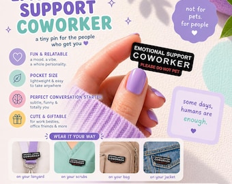 Emotional Support Coworker Enamel Pin | Funny Office Gift | Nurse Humor Badge | Workplace Banter Pin | Pandology Aesthetic
