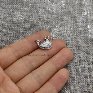 30pcs Whale Charms Marine Life Charms Sea Ocean Charms Pendants DIY Supplies Craft Antique Silver Tone 15x19mm