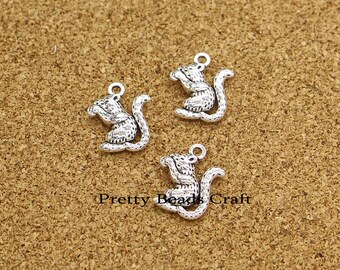 20 amuletos de ratón, pequeños y lindos animales, para joyería, manualidades, tono plata antigua, 18 x 15 mm, PB4114