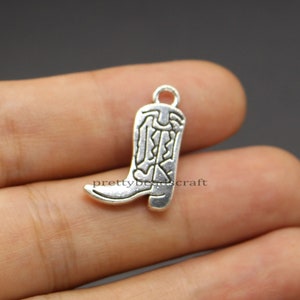 15 Cowboy Boot Charms West Jewelry Findings Supply Antique Silver Charms 15x22mm