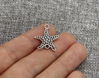 25pcs Starfish Connector Charms Links Seashore Beach Charms Bracelet Connector DIY Craft Supplies Antique Silver Tone 25x28mm