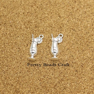 15 Drink Charms Cocktail with Lemon Slice Charms Pendants DIY Jewlery Making 12x27mm PB4097