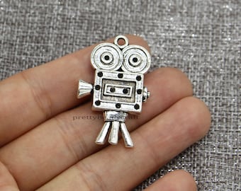 3 große Filmkamera Charms Anhänger Musik Unterhaltung Charm Antik Silber Ton 25x39mm