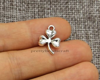Four Leaf Clover 15mm Antiqued Silver Plated Charms C1309-20 50 Or 100PCs 