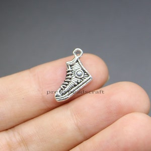 50 Sneaker Charms Pendants Bulk Running Gym Shoes Charms Jewelry DIY Crafts Supplies Antique Silver Tone 17x12mm