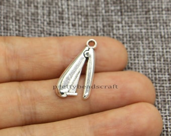 25 Sailboat Charms Sailing Boat Charm Double Sided Crafts Supplies Antique Silver Tone 13x25mm