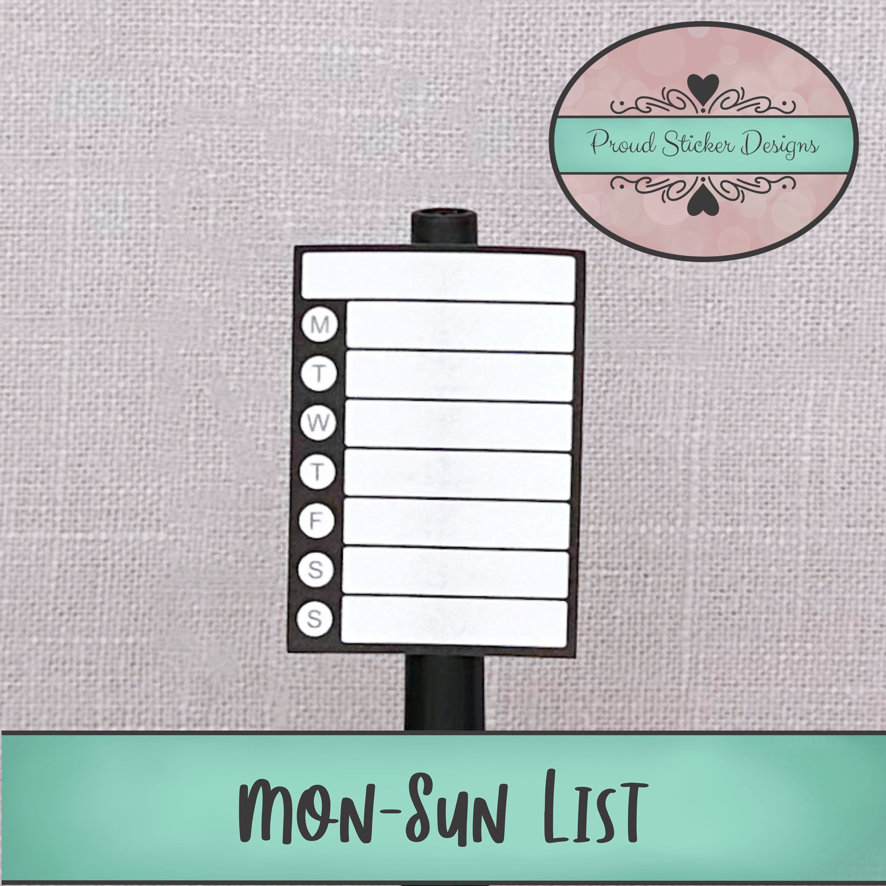 Schreiben Sie am Montag bis Sonntag Box