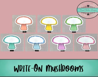 Write-On Rainbow Pastel Mushrooms and Date Covers