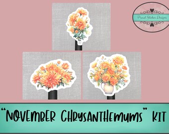 November Chrysanthemums | Journaling Kit | Planner Weekly Kit