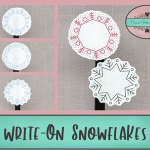 Beschrijfbare sneeuwvlokken en datumhoezen