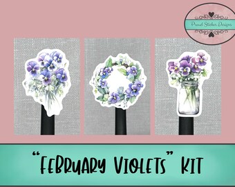 February Violets | Journaling Kit | Planner Weekly Kit