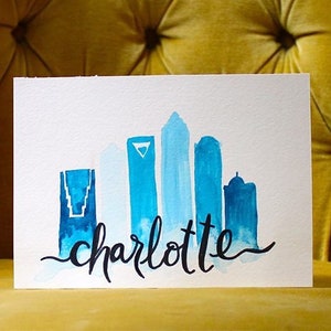 Charlotte NC Skyline Watercolor print