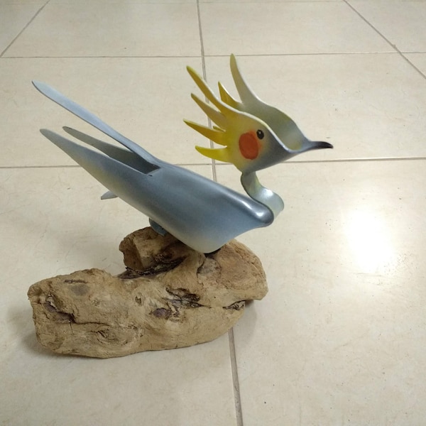 Pipe bird sculpture, yard art, cockatiel bird sculpture, garden bird decor, birthday gift, free shipping housewarming gift, free shipping