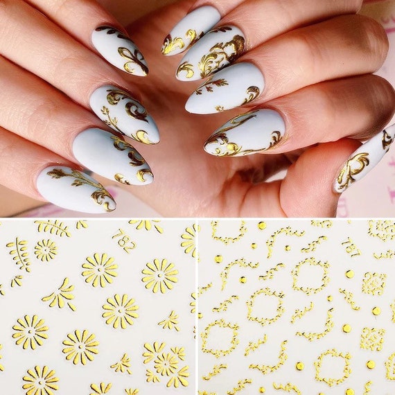 metallic nail decals