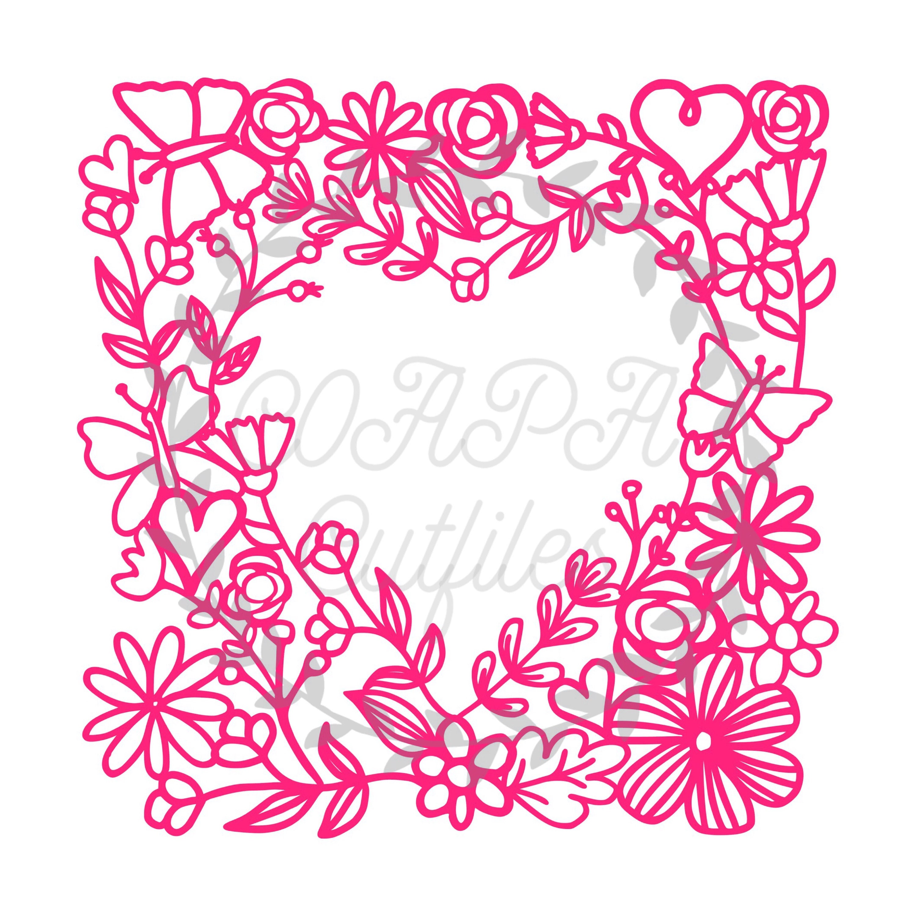 Floral Heart Frame SVG. PNG. pdf. | Etsy