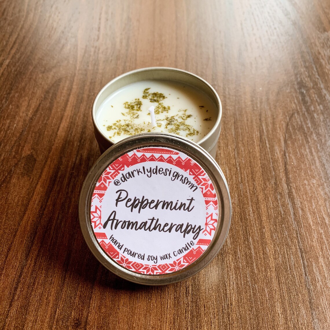 Peppermint Aromatherapy Candle Travel Tin 4 oz. Soy Wax Etsy