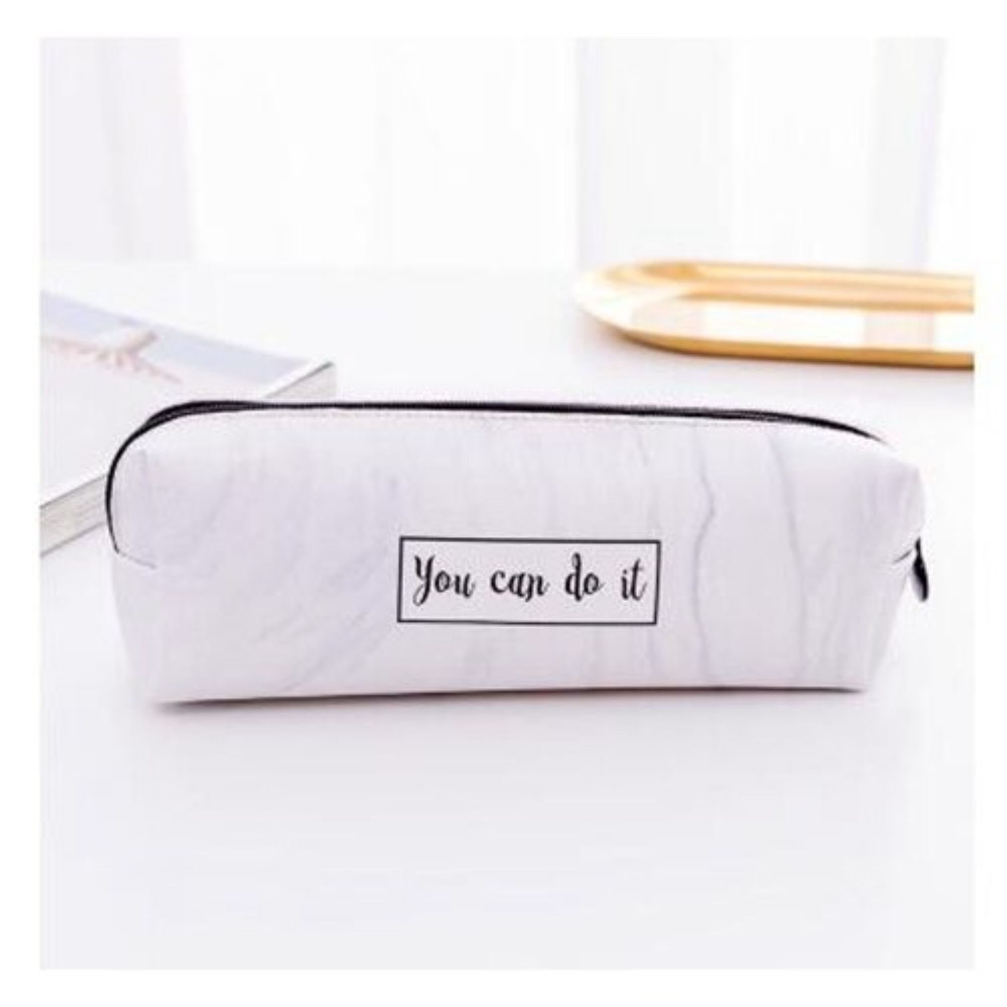 Cute Pencil Case Marble Pattern Leather Pen Bag Pencil Box