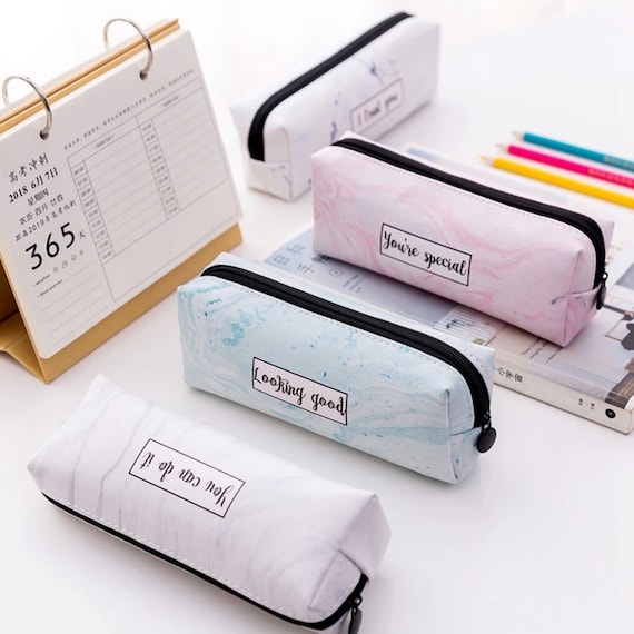 Cute Pencil Case, Marble Pattern Leather Pen Bag, Pencil Box, Pencil Case,  Stationery Pouch, Office School Supply 