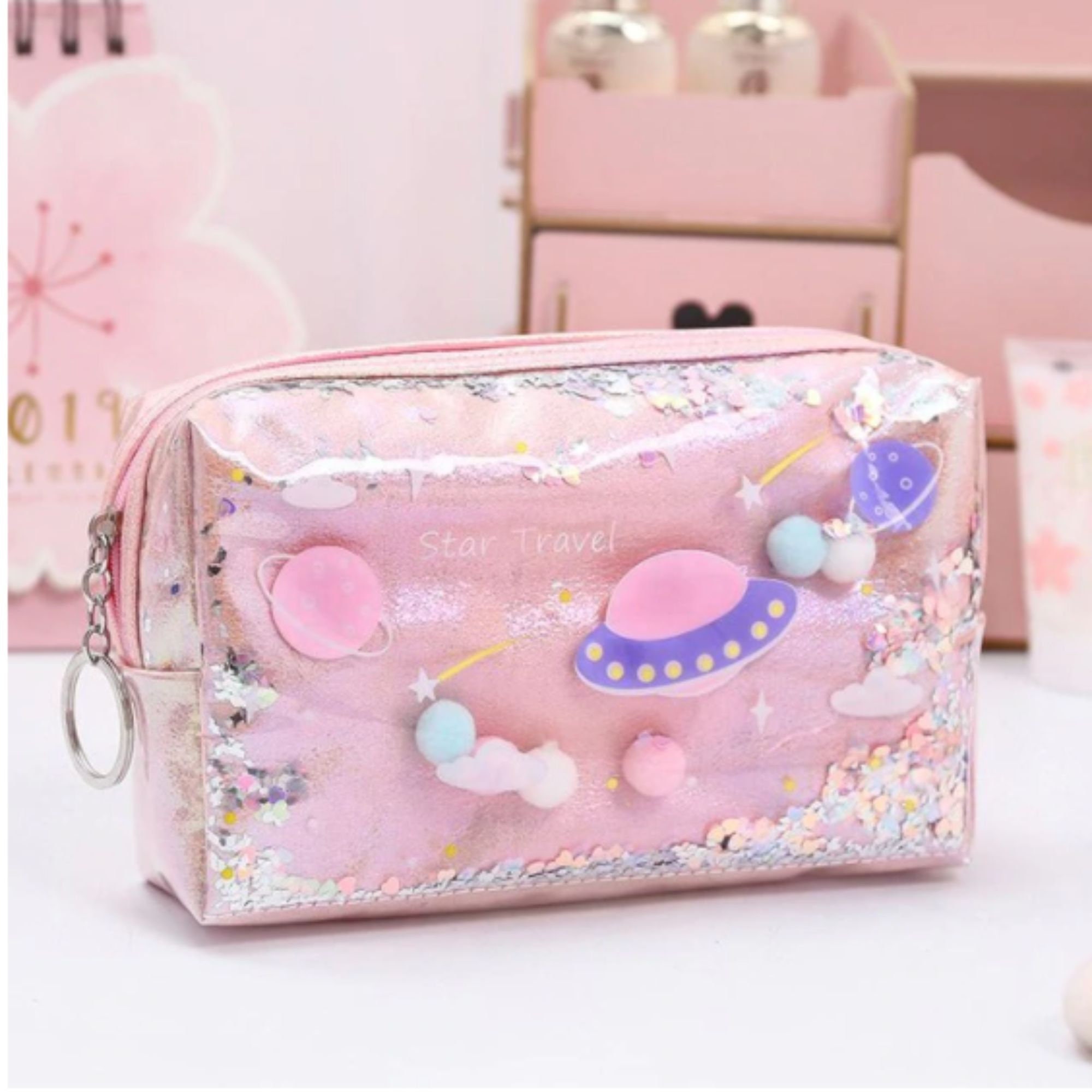 Star Pencil Case Glitter Large Capacity Pencil Case School Pen