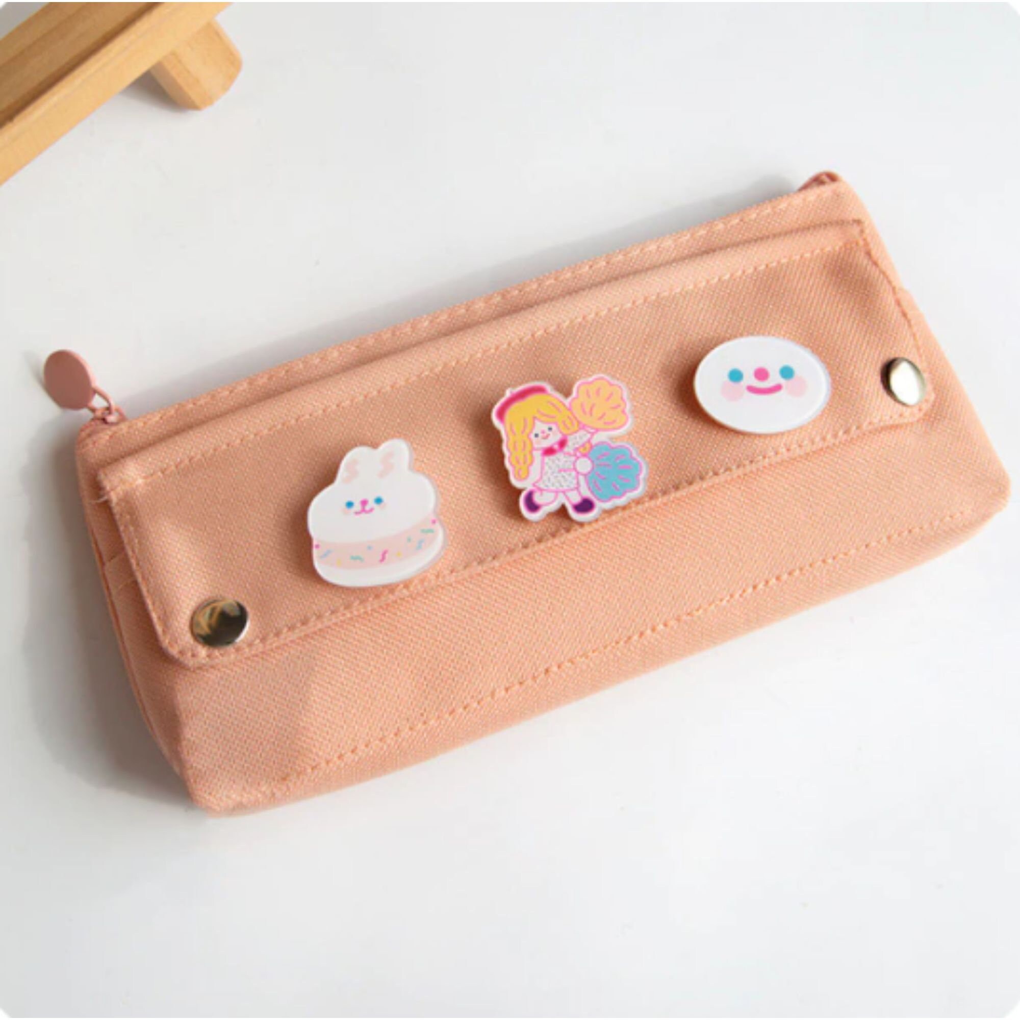 Momeitu Kawaii Large Pencil Case Stationery Storage Bags Canvas Pencil Bag  Cute Makeup Bag School Supplies For Girl Kids Gift W/Badge(A-Blue) -  Imported Products from USA - iBhejo