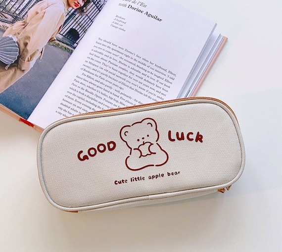 Small Pencil Case Student Pencil Pouch Coin Pouch Cosmetic Bag Office  Stationery Organizer for Teen School-Beige(Beige) 