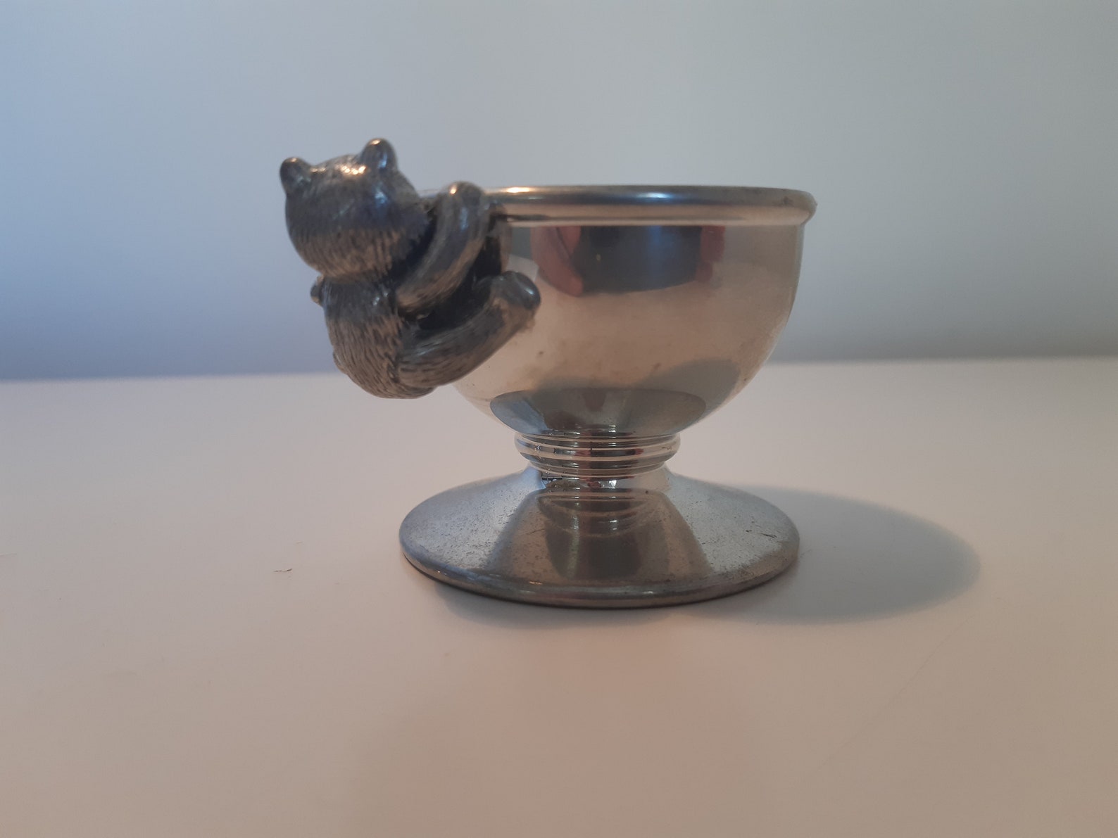 Vintage Pewter Egg Cup Holder with Teddy Bear Etsy