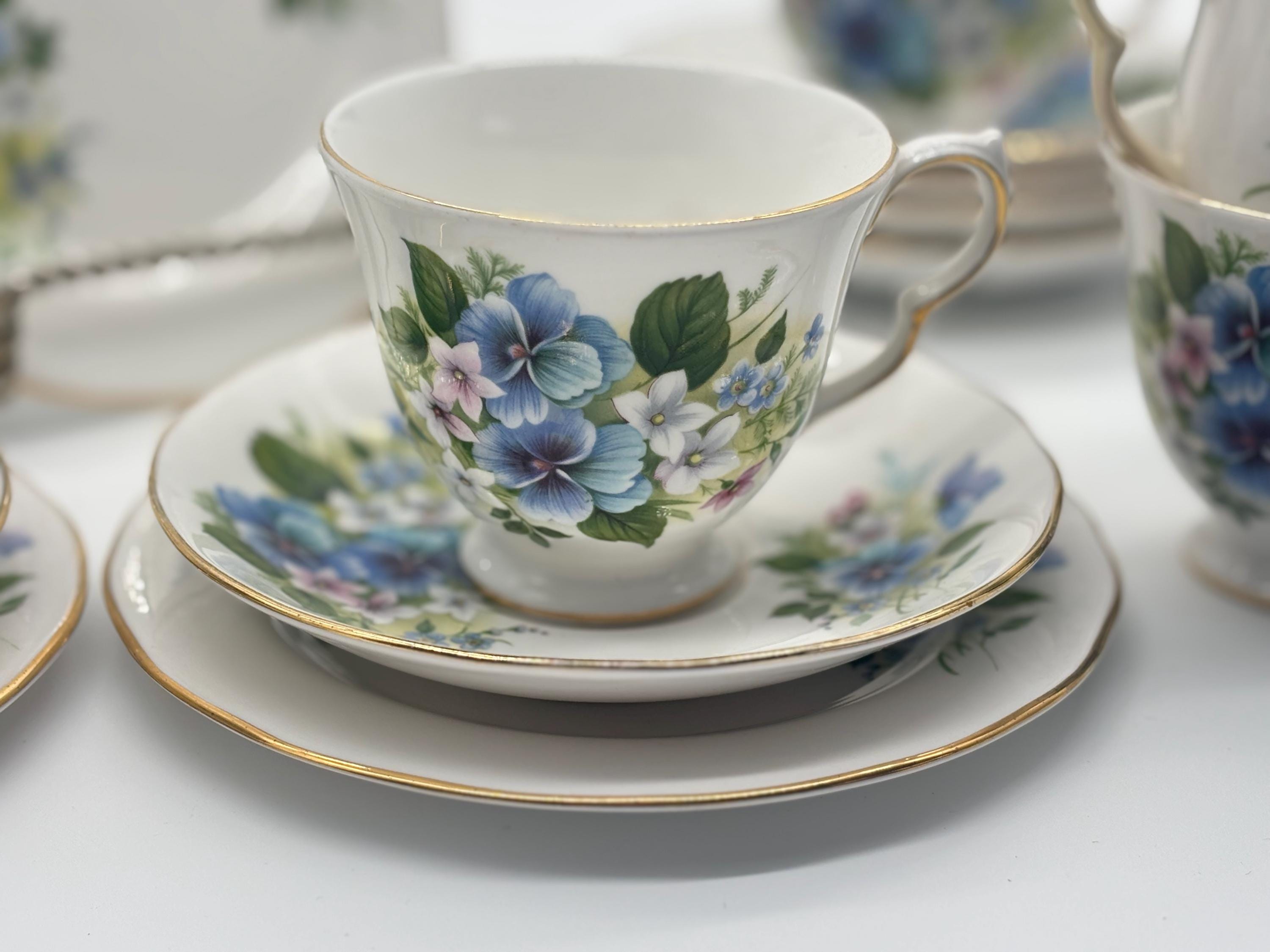 Queen Anne Tea Cup Trios, Bone China - Made in England, Floral pattern number 8609