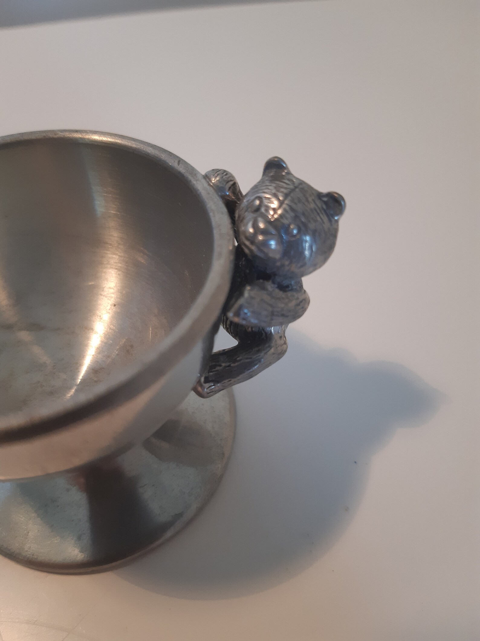 Vintage Pewter Egg Cup Holder with Teddy Bear Etsy