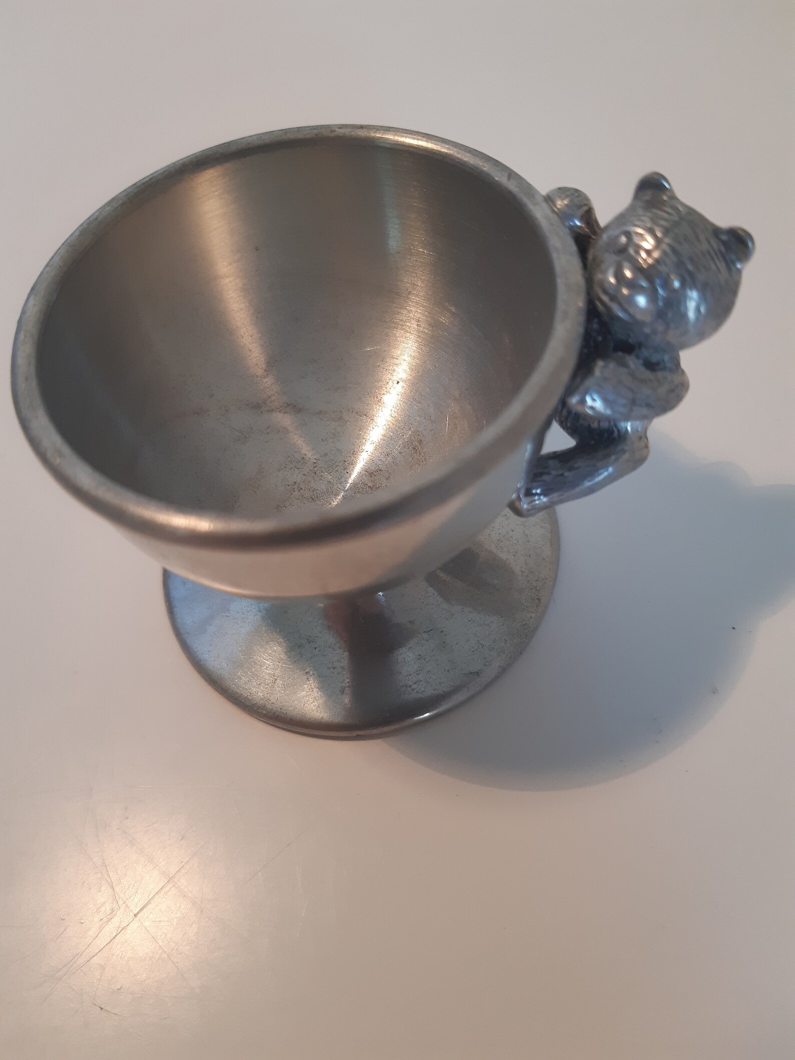 Vintage Pewter Egg Cup Holder with Teddy Bear Etsy