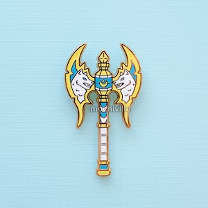 Double-Headed Wolf Battle Axe (Light Version) Enamel Pin | Large Pin | Hard Enamel Pin | RPG Inspired